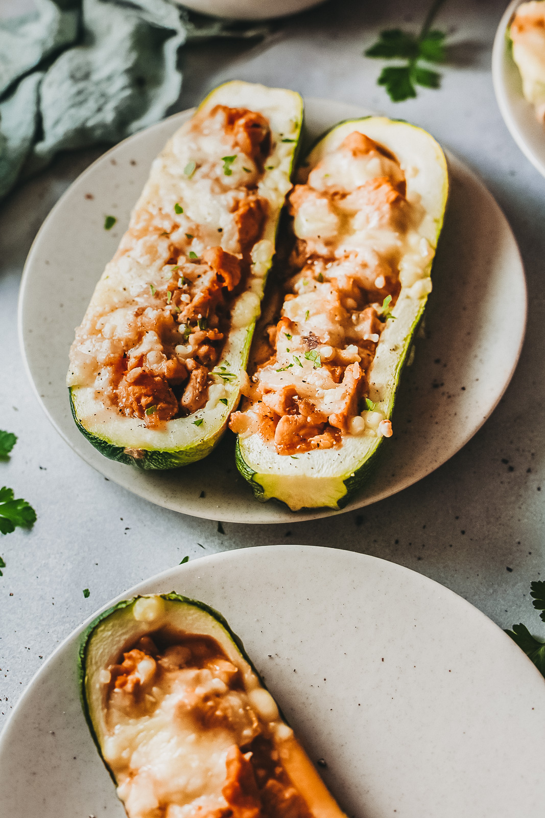 Buffalo Chicken Zucchini Boats