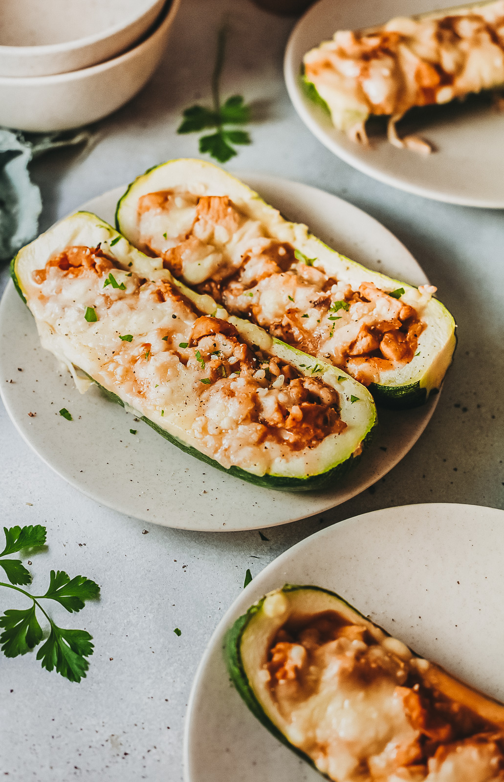 Buffalo Chicken Zucchini Boats